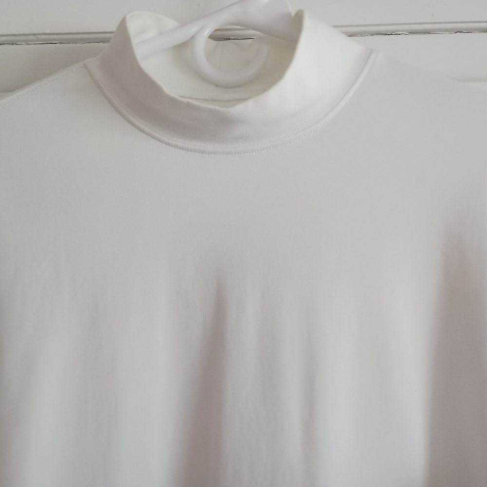 Lands' End Ladies XL White Cotton Mock Turtleneck
